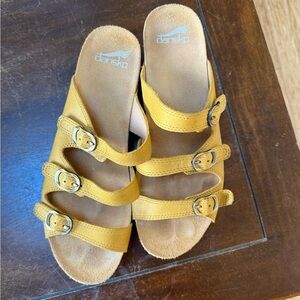 Dansko Mustard Yellow Leather Sandals